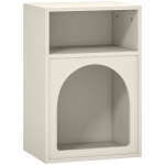 HOMCOM Mesa de Cabeceira Moderna Mesa de Cabeceira Estreita com 2 Compartimentos Abertos Desenho em Forma de Arco 40x30x60 cm Creme