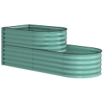 Outsunny Two-Tier Galvanised Steel Garden Planter - Dark Green
