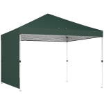Outsunny Carpa Plegable Pop-up 3x3 m con Pared Lateral UPF50+ Altura Ajustable Empuje Central Bolsa de Transporte Verde