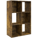 HOMCOM 3-tier 6 Cubes Storage Unit Particle Board Cabinet Bookcase Organiser Home Office Shelves Rustic Brown