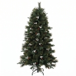 HOMCOM 5ft Artificial Christmas Tree, Fir Hinged Xmas Tree with 490 Branch Tips, Foldable Metal Stand, Easy Assembly, Green