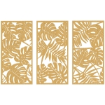 HOMCOM Ensemble de 3 Décorations Murales en Bois 3D, 40 x 80 cm, Feuilles Tropicales, Effet Bois Naturel