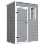 Outsunny 5' x 3' Plastic Garden Shed with Floor, Outdoor Storage Shed with Lockable Door, Window and Vent for Garden, Patio, Grey