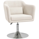 HOMCOM Modern Accent Chair with Swivel Base, Height Adjustable Arm Chair with Pillow for Living Room, Bedroom, Cream White