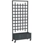 Outsunny Wooden Trellis Planter, Raised Garden Bed with Wheels, to Climb and Grow Vegetables, Herbs and Flowers, Grey