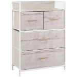HOMCOM Rustic Chest of Four Fabric Drawers - Black