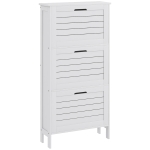 HOMCOM Narrow Shoe Cabinet with 3 Flip Drawers - White