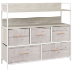 HOMCOM Rustic Chest of Five Fabric Drawers - Natural