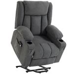 HOMCOM Dual Motor Recliner Chair, 55° Electric Lift Chair for Elderly, Recliner Armchair with Massage and Heat, Dark Grey