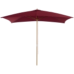 Outsunny Parasol Droit parasol de jardin rectangulaire Bois Polyester Haute densité 3 x 2 m Rouge Bordeaux