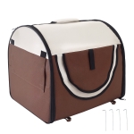 Pawhut Folding Fabric Soft Pet Crate, 46Lx36Wx41H cm - Brown