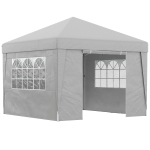 Outsunny Pavilon 3x3 m Pliabil cu Înălțime Reglabilă și Ferestre, din Oțel și Țesătură Oxford Gri Deschis