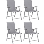Outsunny Conjunto de 4 Sillas de Jardín Exterior Plegables con Respaldo Alto y Reposabrazos para Terraza Playa 58x62x97 cm Gris