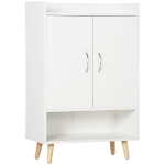 HOMCOM Schuhschrank, Schuhregal mit Türen und Regalen, für Flur, moderne Schuhkommode, Schuhablagen, 60 x 30 x 92 cm, Weiß