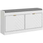 HOMCOM Shoe Storage with Seat, Upholstered Entryway Bench, Shoe Bench with 2 Flip Drawers and 4 Vents for 8 Pairs of Shoes