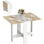 HOMCOM Folding Dining Table, Space-Saving Drop Leaf Kitchen Table for 4-6 People, Multi-functional Desk for Small Space, Flat & Studio, Modern Breakfast Table, Oak and White