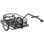 HOMCOM Remorque vélo remorque de transport pour vélo 70 L 155L x 71,5l x 77H cm poignée barre d'attelage universelle pliable acier Charge max. 40 Kg noir