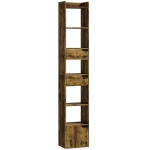 HOMCOM Bookcase Tall Narrow with 5 Tiers and Drawers Freestanding Bookshelf Storage Cabinet for Living Room Rustic Brown