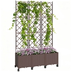 Outsunny Jardinera con Enrejado y Ruedas con Drenaje para Cultivos Verduras Flores Hierbas 120x40x192 cm Marrón
