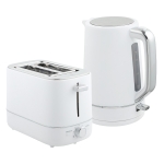 HOMCOM Kettle and Toaster Set, 1.7L 3000W Fast Boil Kettle & 2 Slice Toaster Kitchen Set with 6 Level Browning Controls, Defrost, Reheat, White