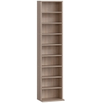 HOMCOM Estantería para CDs y DVDs con Estantes Ajustables Diseño Estrecho y Antivuelco para 260 CDs 33x24x140 cm Madera Natural