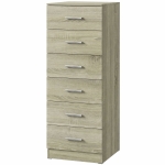 HOMCOM Cómoda 6 Gavetas Móvel de Arrumação Estilo Moderno para Quarto Entrada Corredor 40x40x110 cm Carvalho