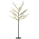 HOMCOM Árvore de Cerejeira com 120 Luzes LED IP44 Candeeiro Decorativo Flor de Cereja com Ramos Flexíveis 17x17x120cm Preto