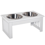 PawHut Raised Dog Feeding Bowls with Stand, Stainless Steel for  Extra Small and Small Dog, 44L x 24W x 15H cm - White