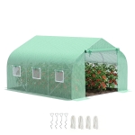 Outsunny Serra da Giardino 3.5 x 3 x 2m con Tetto Spiovente in PE, Porta e 6 Finestre, Verde
