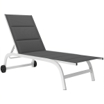 Outsunny Șezlong cu Roți, Spătar Reglabil, Cadru din Aluminiu, Cu Capitonare, Greutate Maximă 120 kg, Alb