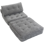 HOMCOM Fauteuil Convertible 1 Place 95 x 220 cm avec 2 Oreillers, Siège Épais, Fauteuil-Lit Chauffeuse 3 en 1, Gris Clair