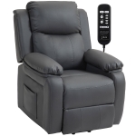 HOMCOM Riser and Recliner Chair with Vibration Massage, PU Leather Power Lift Chair for Elderly, Dark Grey