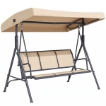 Outsunny Columpio de Jardín Exterior de 3 Plazas con Toldo Reclinable Respaldo Transpirable Marco de Acero 175x118x159 cm Beige