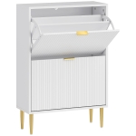 HOMCOM Zapatero Estrecho con 2 Puertas Acanaladas con Estantes Ajustables para 12 Pares de Zapatos 60x24x91,5 cm Blanco