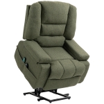 HOMCOM Fauteuil releveur relax électrique, fonction massage et chaleur, inclinaison réglable, repose-pied, télécommandes, vert