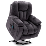 Power Lift Electric Recliner Chair with Heat and Vibration, Massage Chair with USB Ports and Side Pockets, Easy Assembly, 100x95x105 cm, Grey