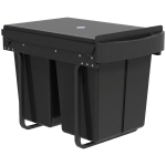 HOMCOM Poubelle sous évier coulissante, poubelle de tri sélectif, 2 x 20L, seaux intérieurs amovibles, 52 x 33,5 x 41 cm, noir