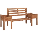 Outsunny Gartenbank Sitzbank, inkl. Pflanzkästen, Holz, 184 cm x 59 cm x 95 cm, Braun