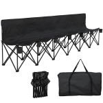 Outsunny 6 Seater Folding Camping Chair with Cup Holder & Carry Bag - Black