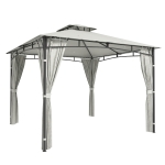 Outsunny Tonnelle de Jardin Extérieur Cadre de Toit Rétractable et Double Toit UV50+Imperméable 3x3m Crème