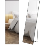 HOMCOM Espejo de Pie Cuerpo Entero de Aleación de Aluminio Espejo de Pared con 2 Formas de Uso Rectangular 50x161,5x2 cm Negro