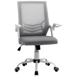 Vinsetto Sedia da Ufficio Ergonomica con Braccioli e Supporto Lombare, in Tessuto Effetto Lino, 62.5x55x94-104 cm, Grigia