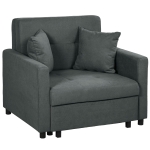 HOMCOM Poltrona Letto in Tessuto Effetto Velluto Grigio con 2 Cuscini e Spazio Contenitore, 100x98x88 cm