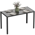 HOMCOM 120cm Dining Table, Rectangle 4 Seater Kitchen Table with Tempered Glass Top and Metal Legs for Dining Room, Living Room (Chairs Not Included), Black