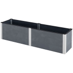 Outsunny Hochbeet, offener Boden, hohe Seiten, wetterfest, Aluminiumrahmen, 200 x 50 x 56 cm, Grau