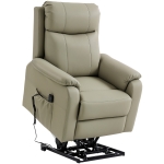 HOMCOM Poltrona Elettrica Alzapersona Reclinabile 170° in Pelle Finta Traspirante con 2 Motori, Telecomando, 4 Ruote, Freno, Poggiapiedi, Tasche Laterali, Crema