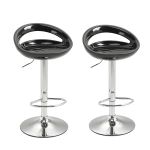 HOMCOM Set 2 Sgabelli da Bar Alti, Sgabelli Cucina Girevoli a 360°, con Schienale e Poggiapiedi, Altezza Regolabile, Base in Acciaio, per Sala da Pranzo e Cucina, 46x41x76-96cm, Nero