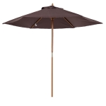 Outsunny Ombrellone da Giardino 2.5x2.3 m a 6 Stecche con Manovella, in Legno e Poliestere, Marrone