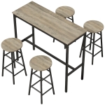 HOMCOM 5 Piece Bar Table Set with 4 Stools, Industrial Bar Table and Stool Set, Dining Table and Chair Set, Grey