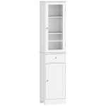 kleankin Mobile Colonna Bagno Salvaspazio con Armadietto, Cassetto e Ripiani in MDF, 40x27x171.5cm, Bianco